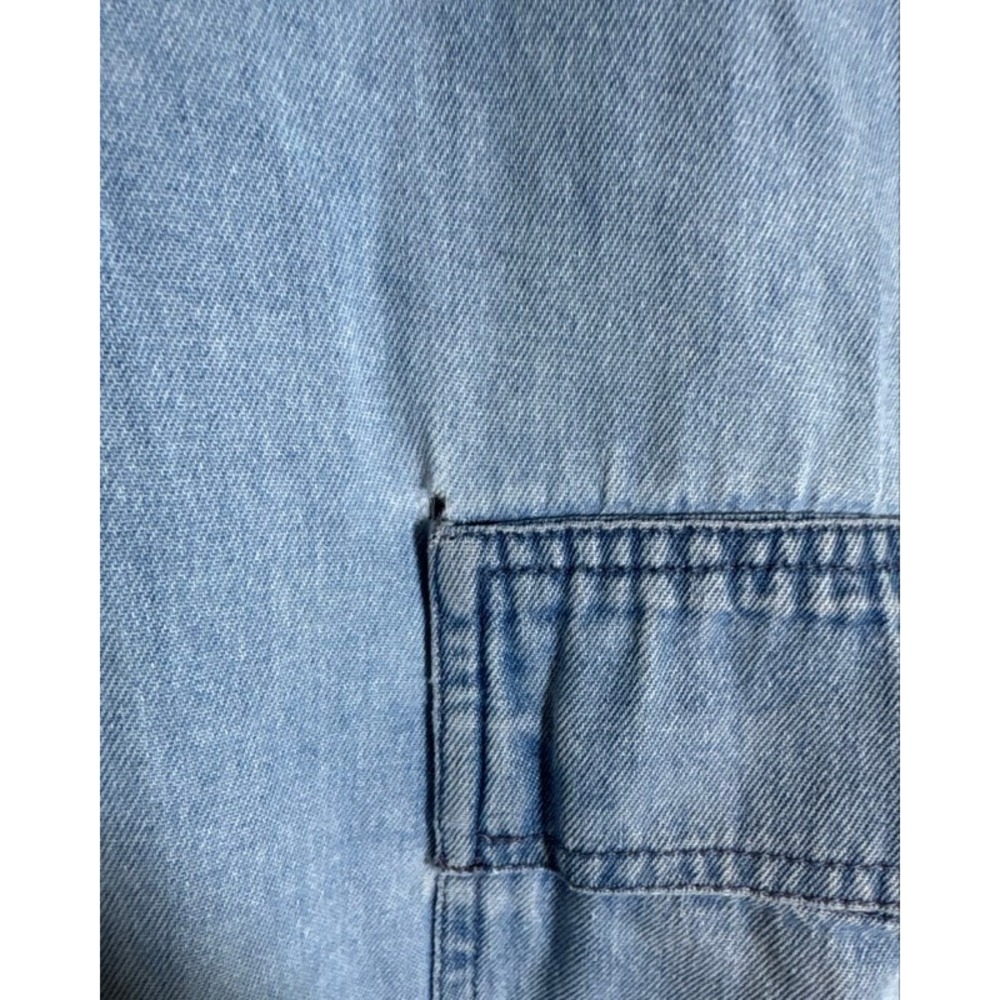 Orvis Womens Blue Cotton Denim Sleeveless Maxi Jumper Dress Pockets Large - Picture 8 of 8